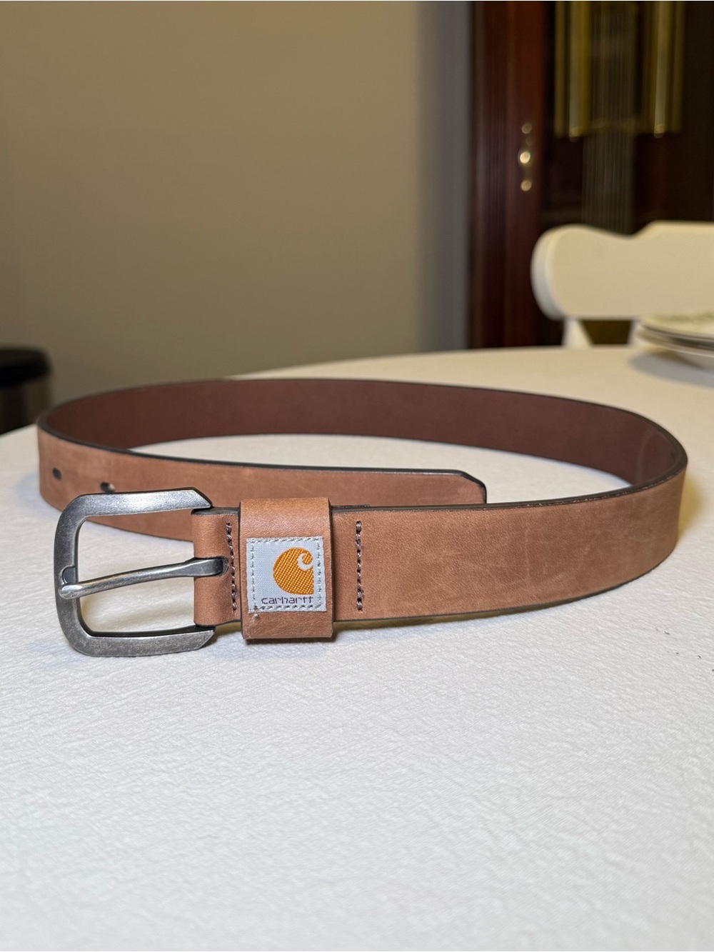 Carhartt Brown Leather Belt with Metal Buckle XS